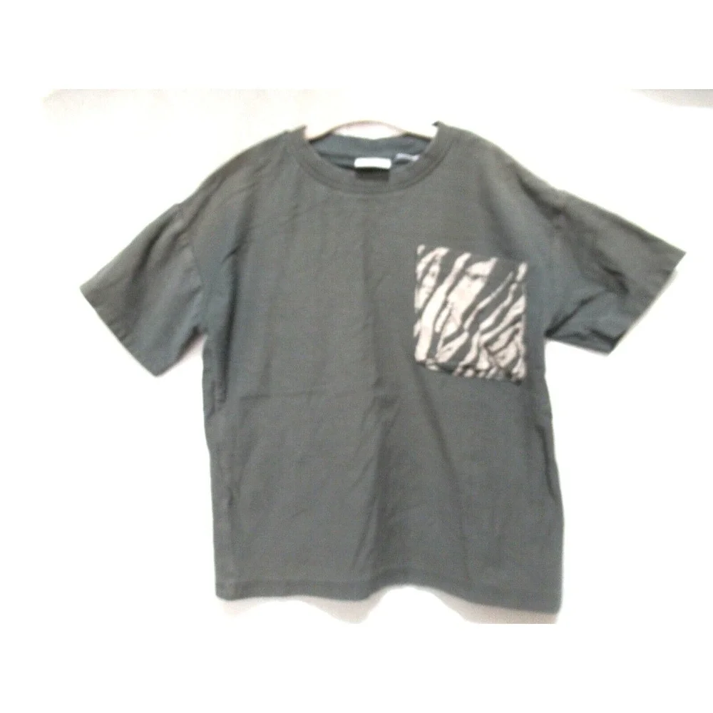 Zara Kids Size 4-5‎ Gray Short Sleeve T-Shirt With Zebra Print Pocket
